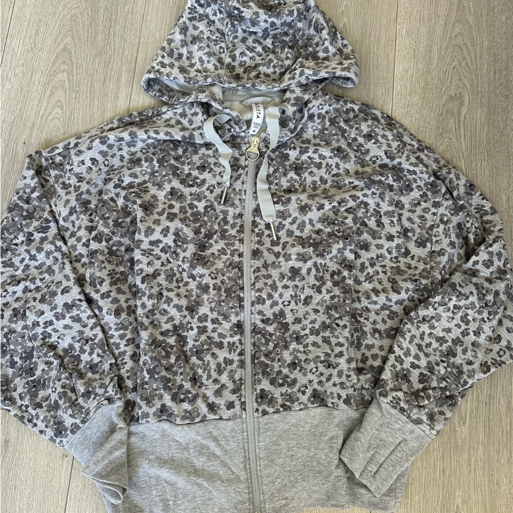 Athleta Gray Leopard Print Hoodie